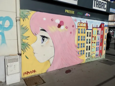 Street-art : angle de la rue Barbusse et de la rue Delore