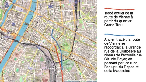La route de Vienne a changé de tracé au fil du temps