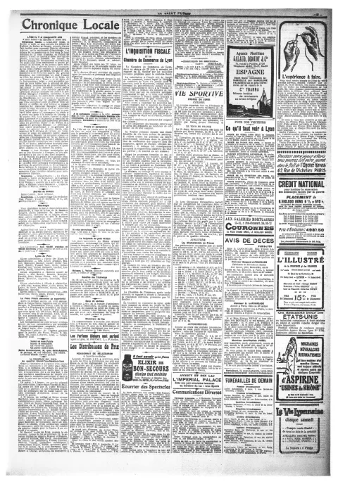 Le Salut Public (juillet 1922) : article relatant l'inauguration du monument (en bas à gauche de la page)