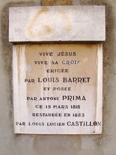 Plaque sous la Croix Barret