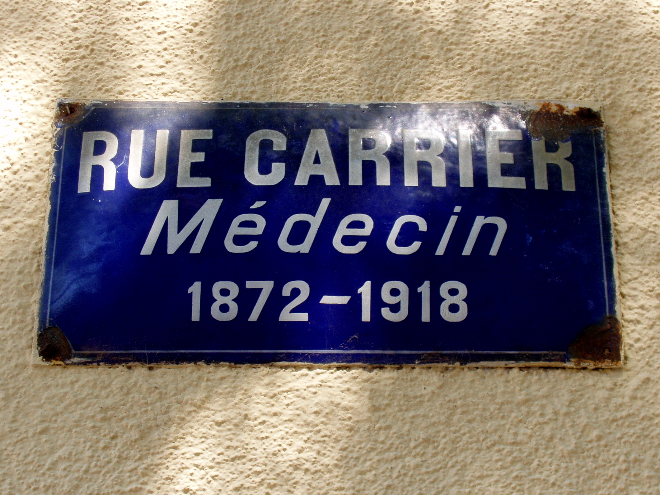 Plaque de rue dédiée à Georges Carrier