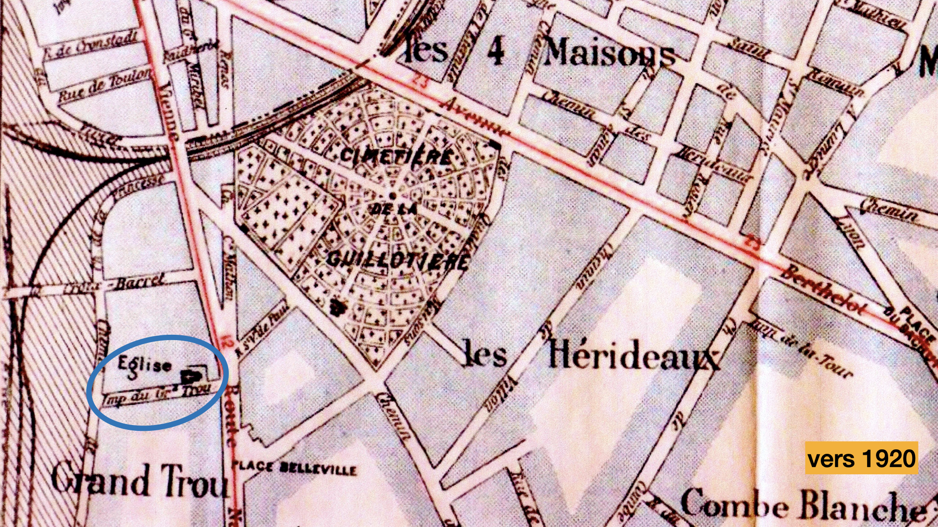 Plan de 1920 avec l'indication d'une impasse du Grand Trou