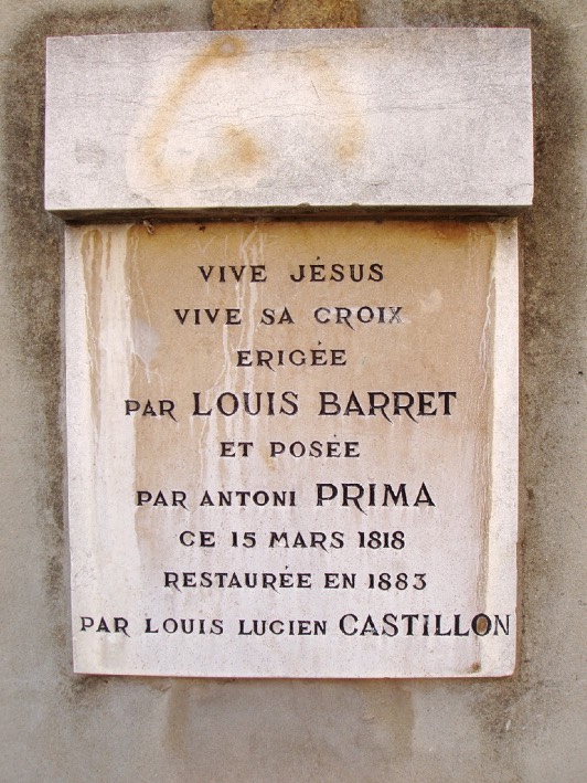 Plaque sous la Croix Barret